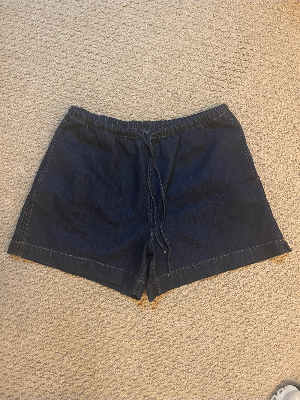 H&M Navy Denim Drawstring Shorts